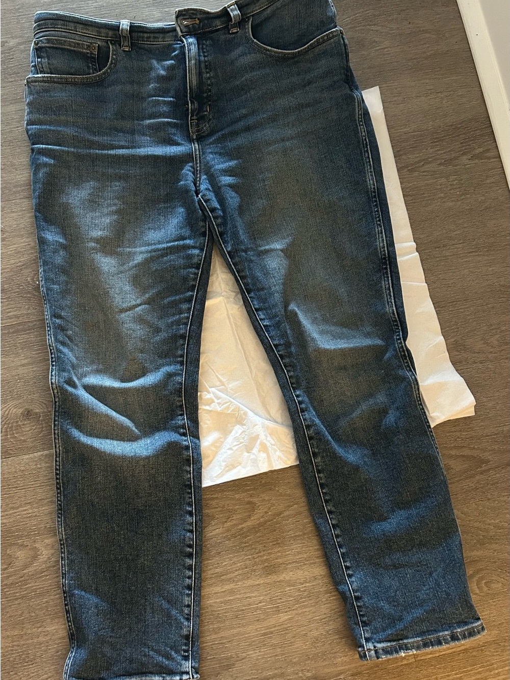 Madewell Denim Jeans in Dark Blue with Yellow Stitching